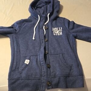 Hollister Blue Casual Hoodie Jacket with Relaxed Fit